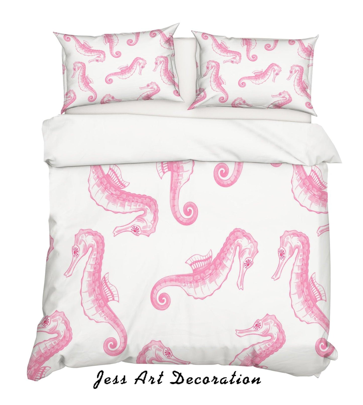 3D Cartoon Pink Seahorse Quilt Cover Set Bedding Set Pillowcases 121