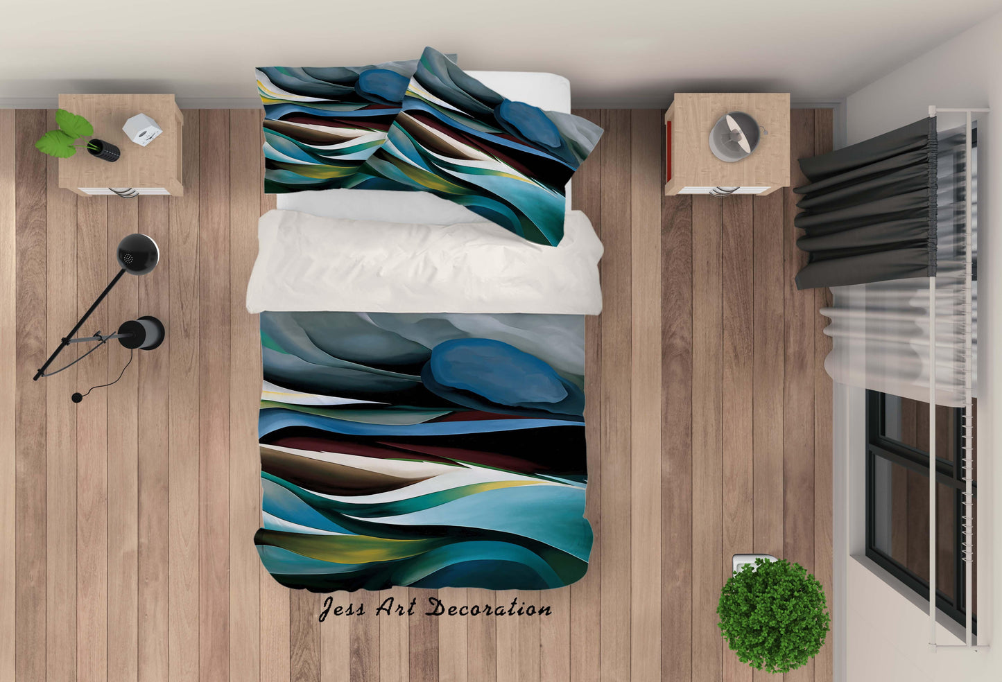 3D Blue Stripes Quilt Cover Set Bedding Set Pillowcases 67