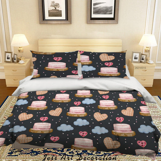 3D Cartoon Cake Cloud Quilt Cover Set Bedding Set Duvet Cover Pillowcases 117