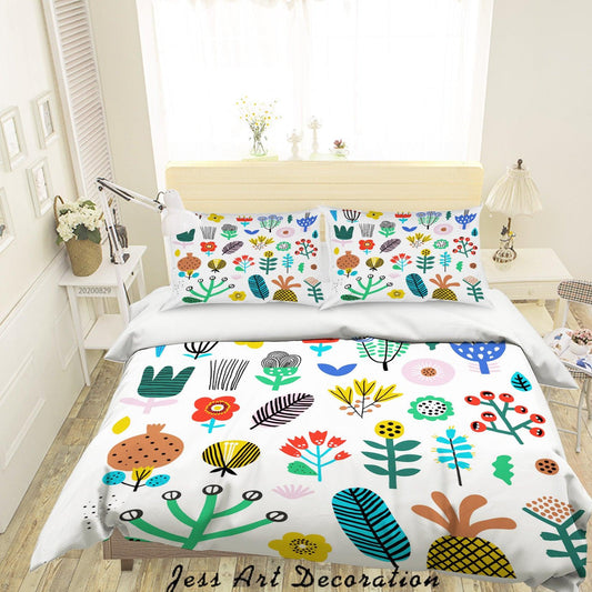 3D Abstract Hand Draw Cartoon Nature Leaves Pattern Quilt Cover Set Bedding Set Duvet Cover Pillowcases WJ 3518