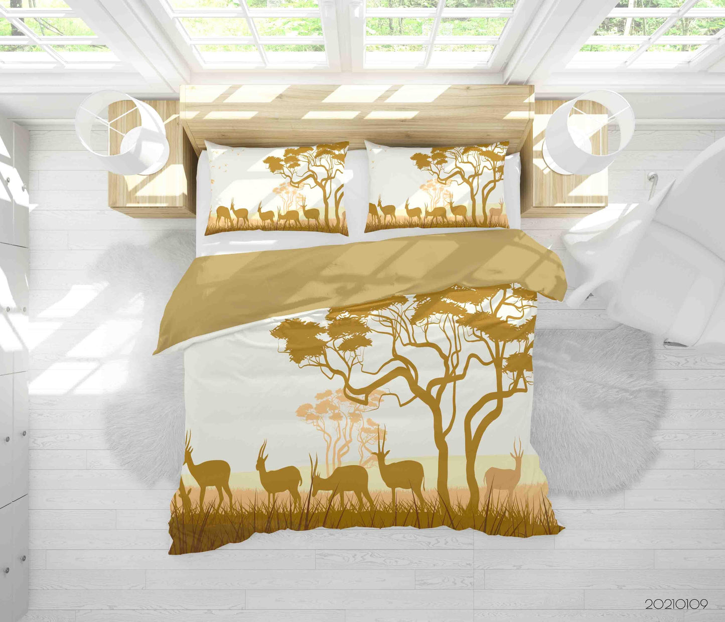 3D Cartoon Forest Animal Elk Quilt Cover Set Bedding Set Duvet Cover Pillowcases 61 LQH
