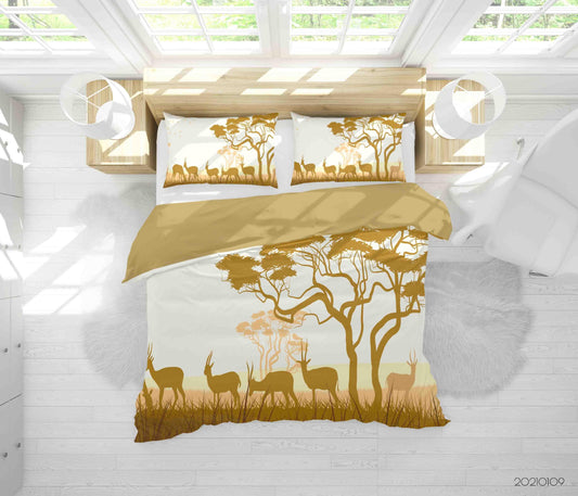 3D Cartoon Forest Animal Elk Quilt Cover Set Bedding Set Duvet Cover Pillowcases 61 LQH