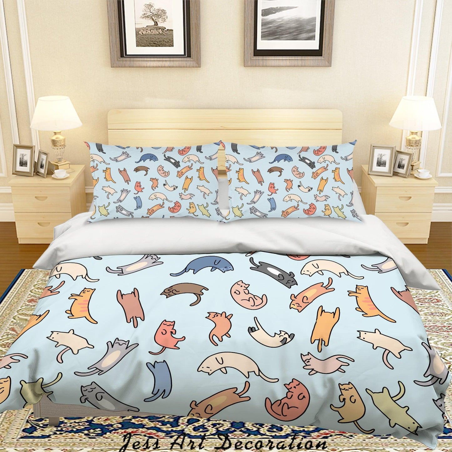 3D Cartoon Cats Quilt Cover Set Bedding Set Pillowcases 107