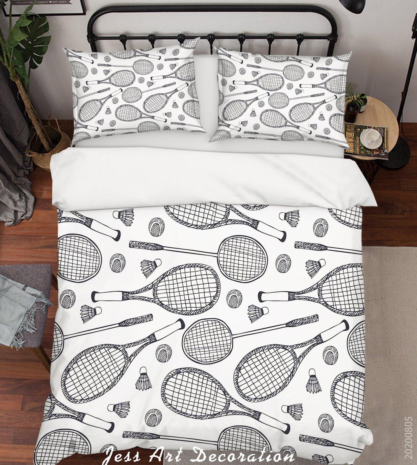 3D Badminton Racket Quilt Cover Set Bedding Set Duvet Cover Pillowcases LXL 295