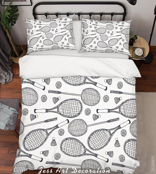 3D Badminton Racket Quilt Cover Set Bedding Set Duvet Cover Pillowcases LXL 295