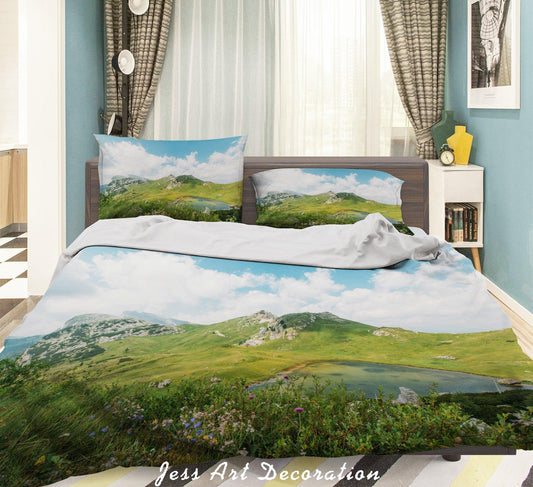 3D Blue Sky White Cloud Mountain Scenery Quilt Cover Set Bedding Set Duvet Cover Pillowcases A086 LQH