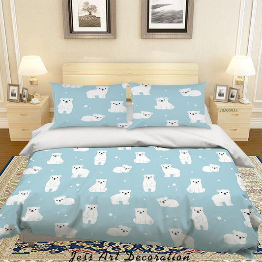 3D Cartoon Animal Bear Pattern Quilt Cover Set Bedding Set Duvet Cover Pillowcases WJ 6436
