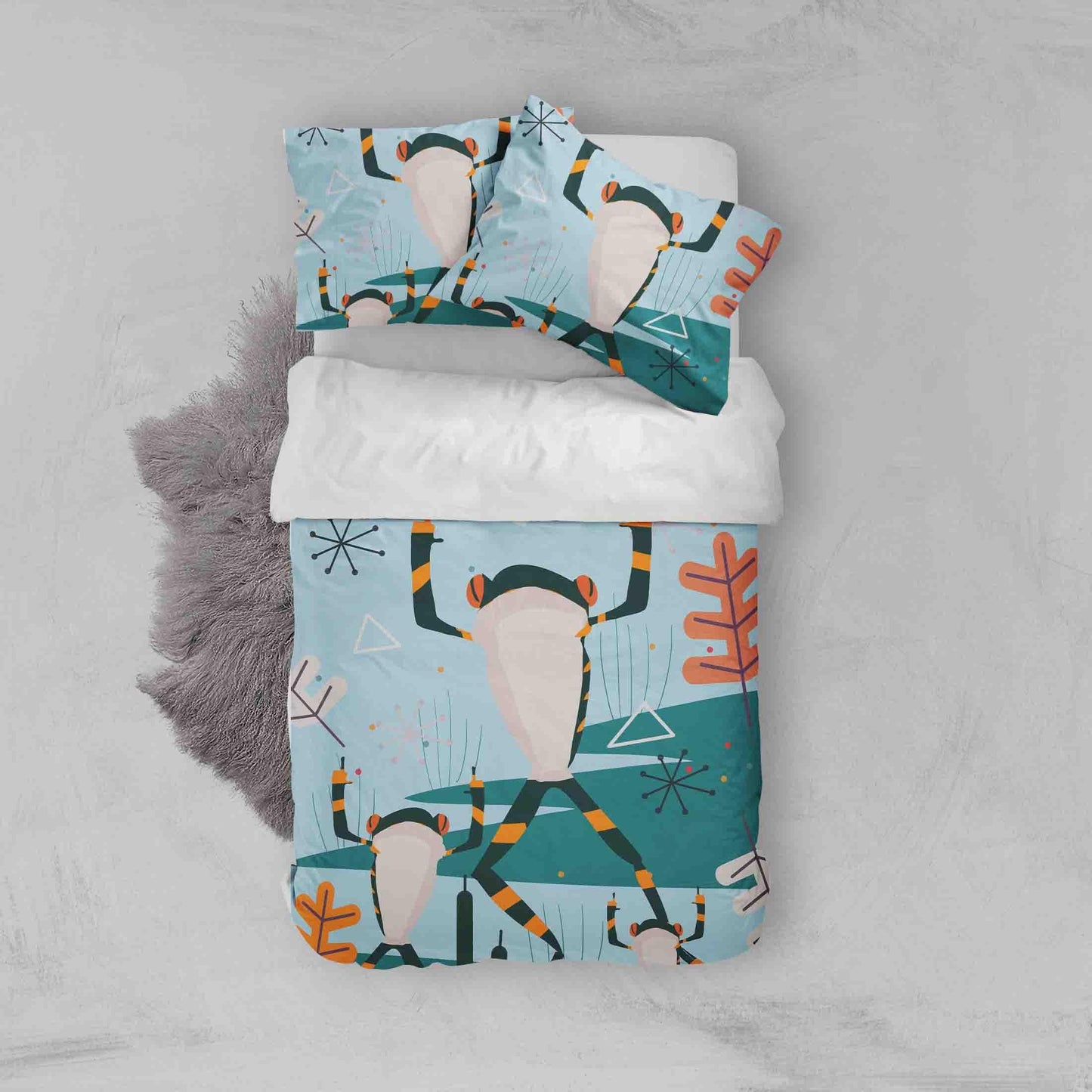 3D Blue Frog Quilt Cover Set Bedding Set Pillowcases 126