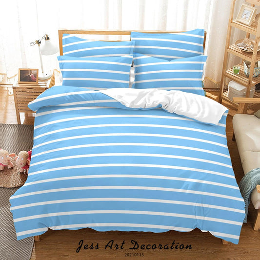 3D Blue Geometric Stripes Quilt Cover Set Bedding Set Duvet Cover Pillowcases 85