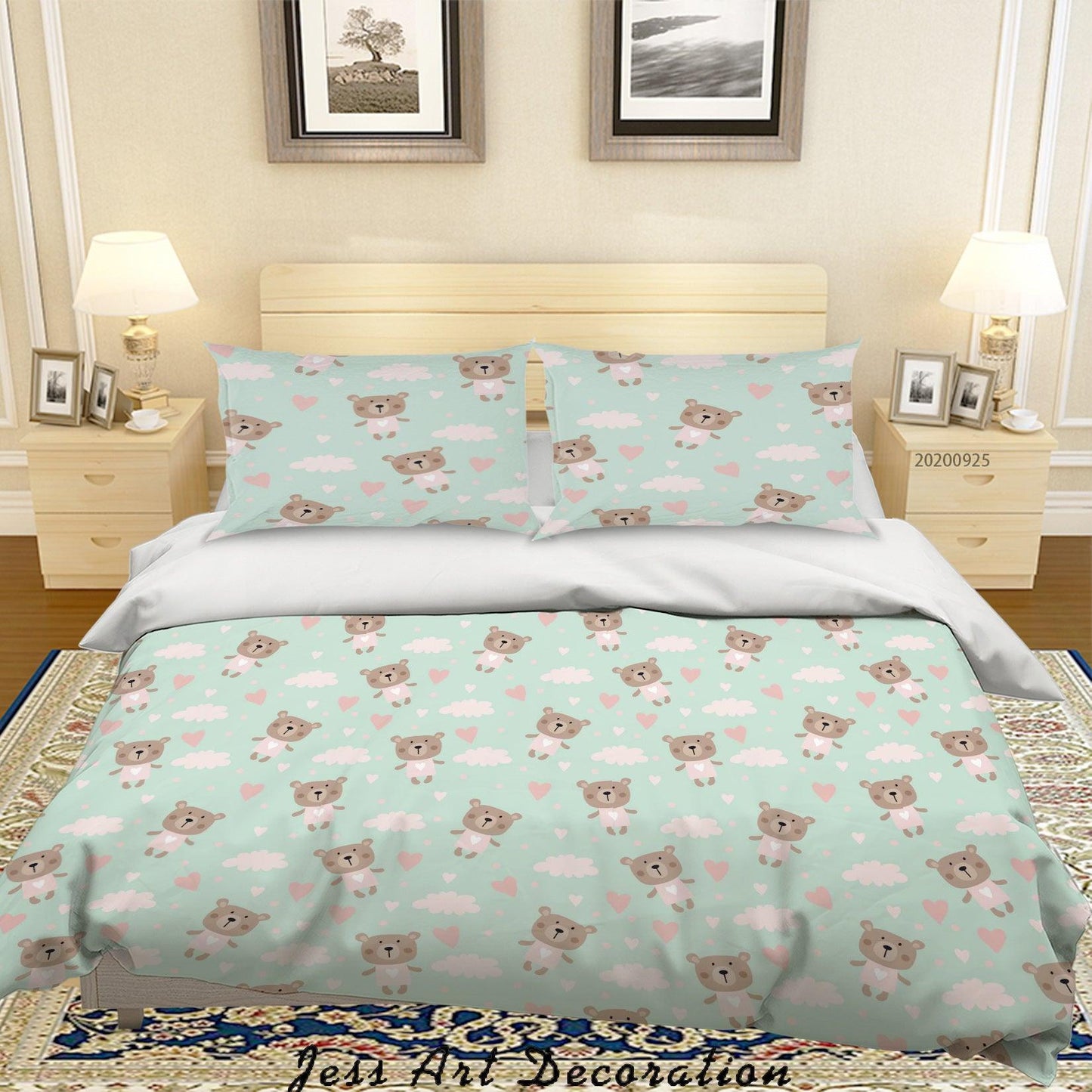 3D Cartoon Animal Bear Pattern Quilt Cover Set Bedding Set Duvet Cover Pillowcases WJ 6431