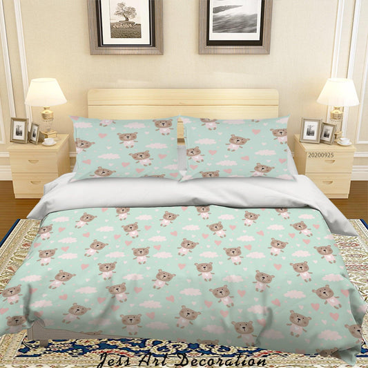 3D Cartoon Animal Bear Pattern Quilt Cover Set Bedding Set Duvet Cover Pillowcases WJ 6431