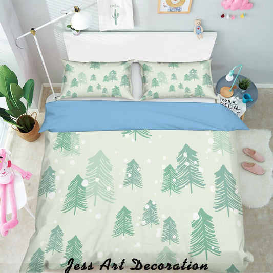 3D Cartoon Green Forest Quilt Cover Set Bedding Set Pillowcases 349