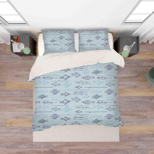 3D Blue Fish Quilt Cover Set Bedding Set Pillowcases 31
