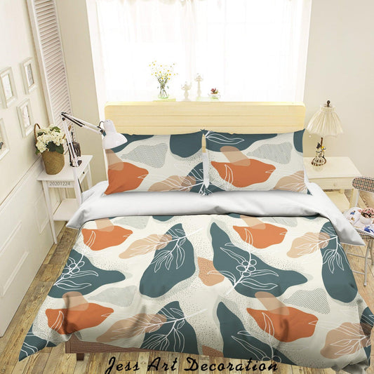 3D Abstract Geometric Leaf Pattern Quilt Cover Set Bedding Set Duvet Cover Pillowcases 121 LQH