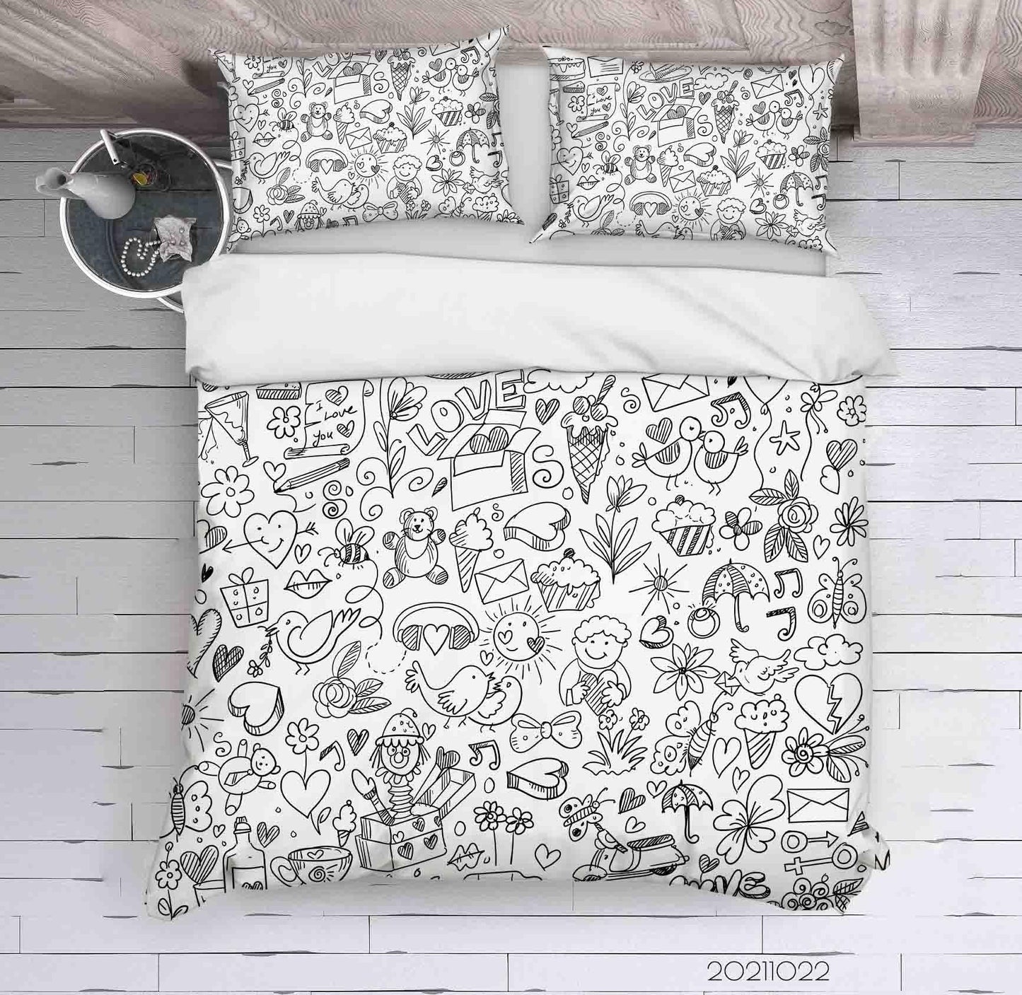 3D Cartoon Illustration Doodle Quilt Cover Set Bedding Set Duvet Cover Pillowcases 58