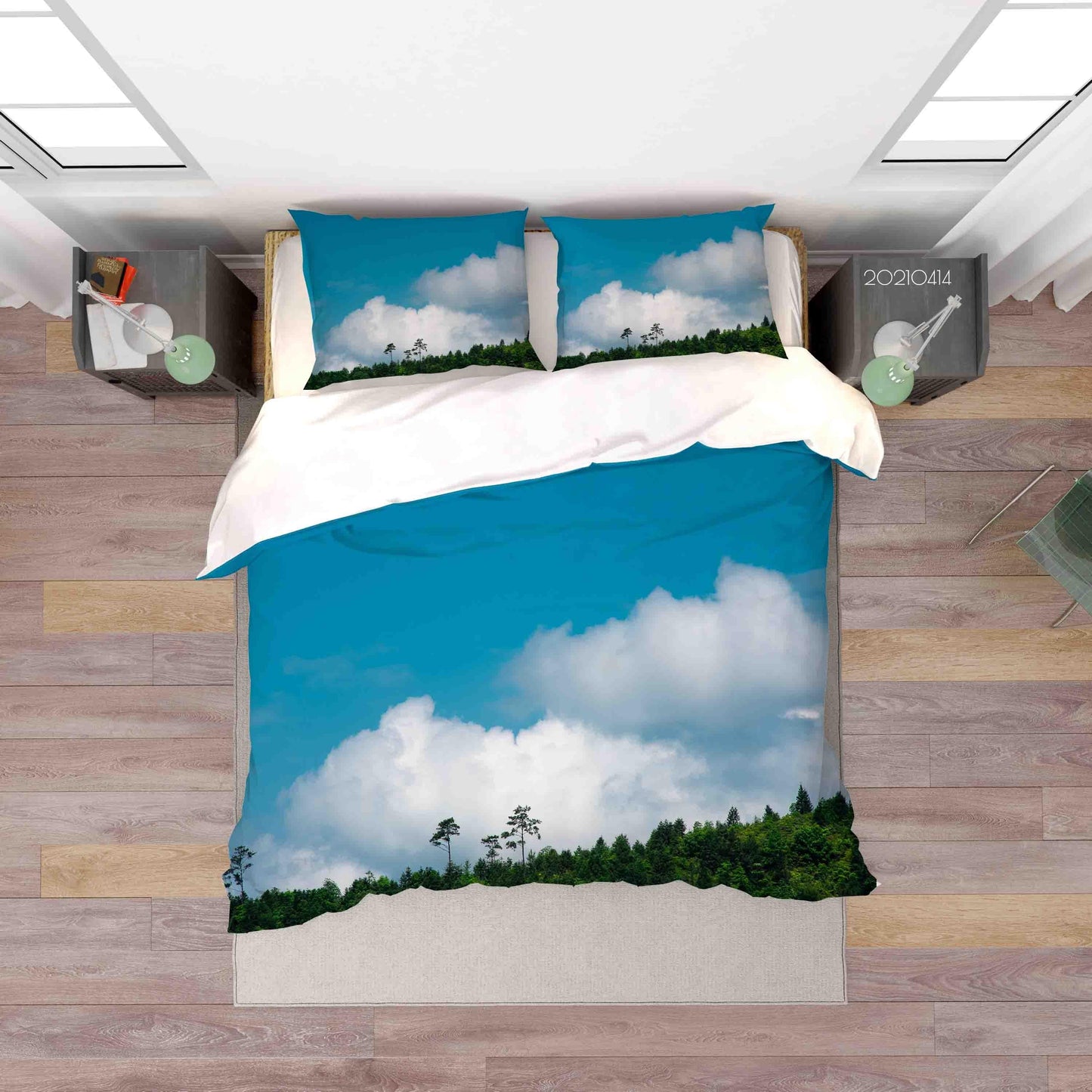 3D Blue Sky White Cloud Forest Quilt Cover Set Bedding Set Duvet Cover Pillowcases 19