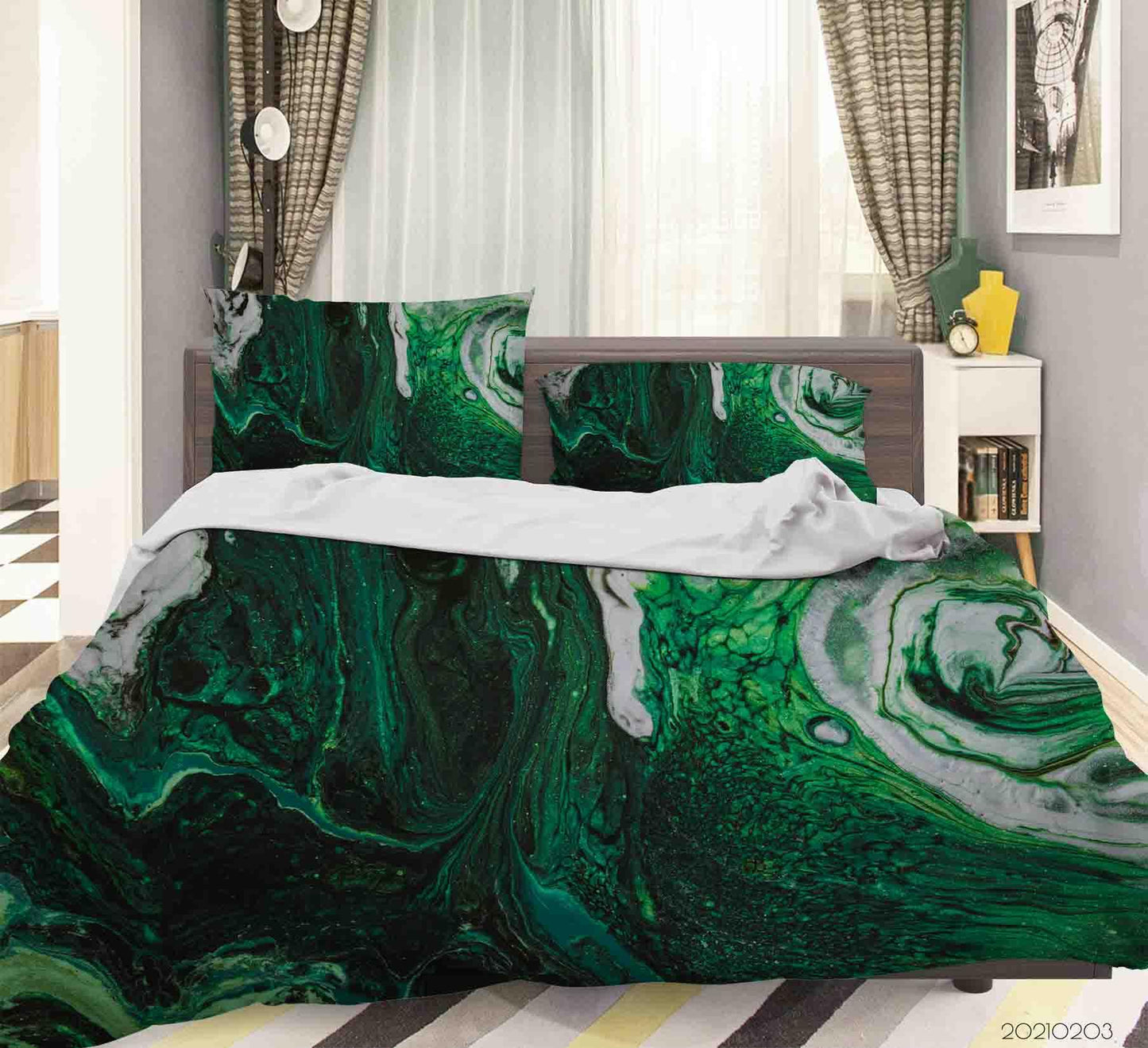 3D Abstract Green Marble Texture Quilt Cover Set Bedding Set Duvet Cover Pillowcases 60