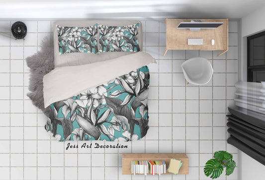 3D Black White Flowers Quilt Cover Set Bedding Set Pillowcasesn 47