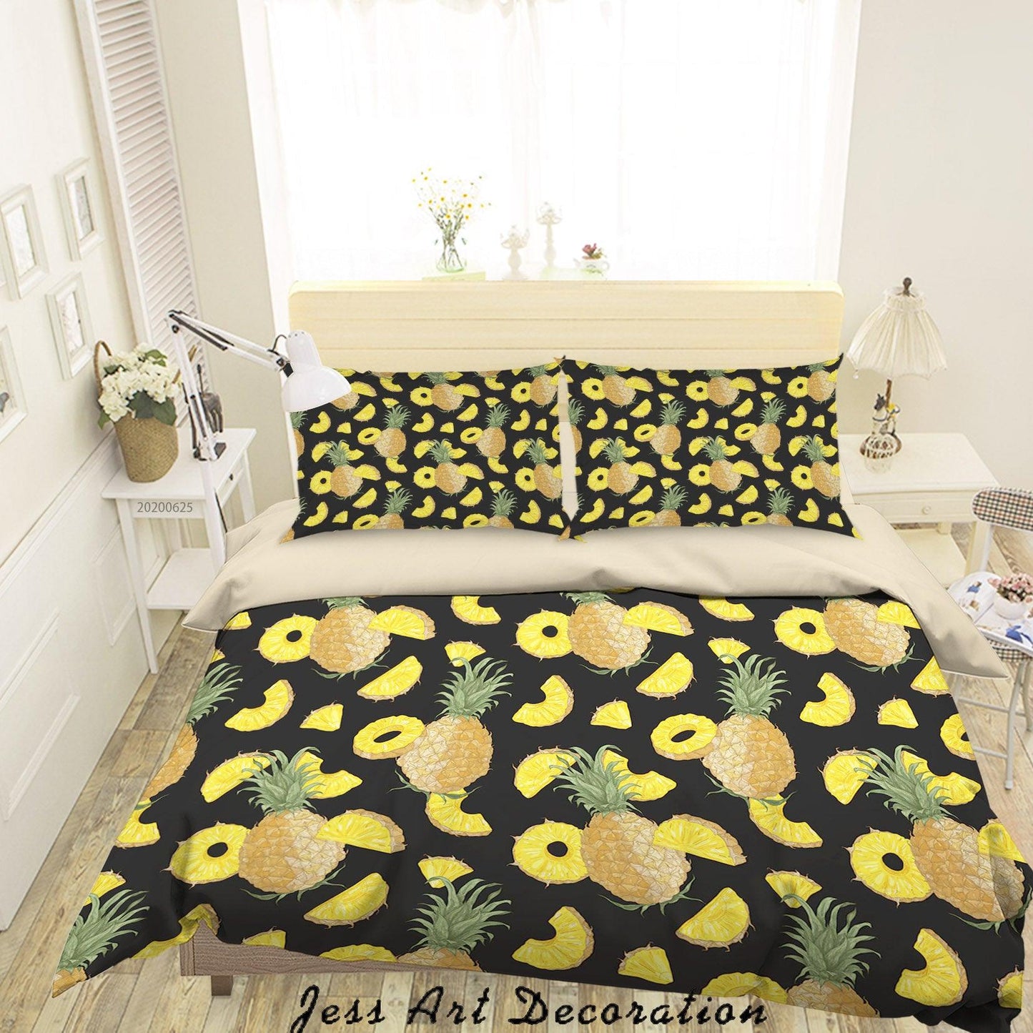 3D Black Pineapple Quilt Cover Set Bedding Set Duvet Cover Pillowcases SF11