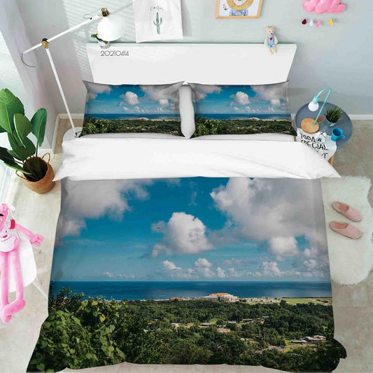 3D Blue Sky White Cloud Sea Landscape Quilt Cover Set Bedding Set Duvet Cover Pillowcases LQH 92