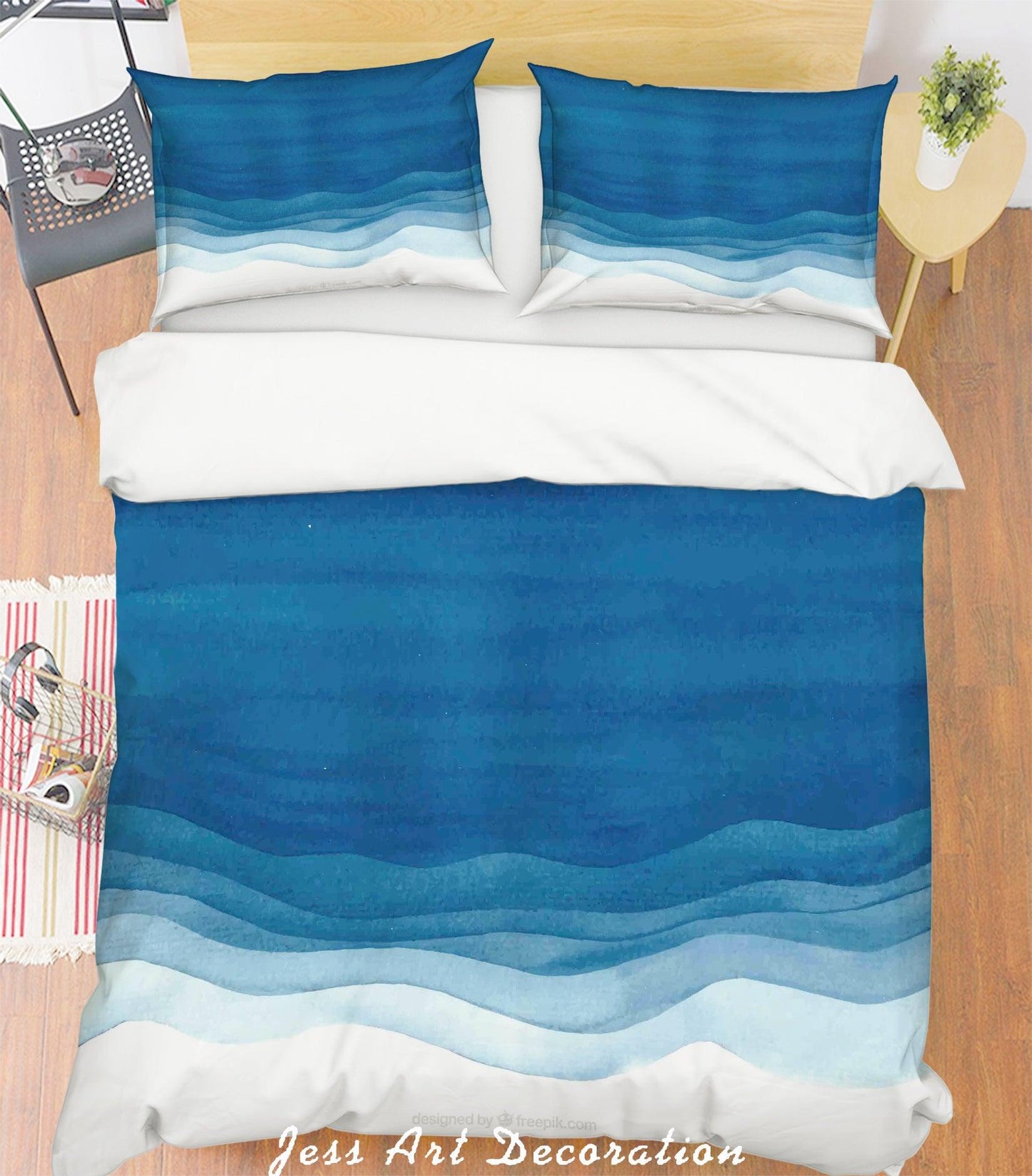 3D Blue Abstract Sea Waves Quilt Cover Set Bedding Set Pillowcases 44