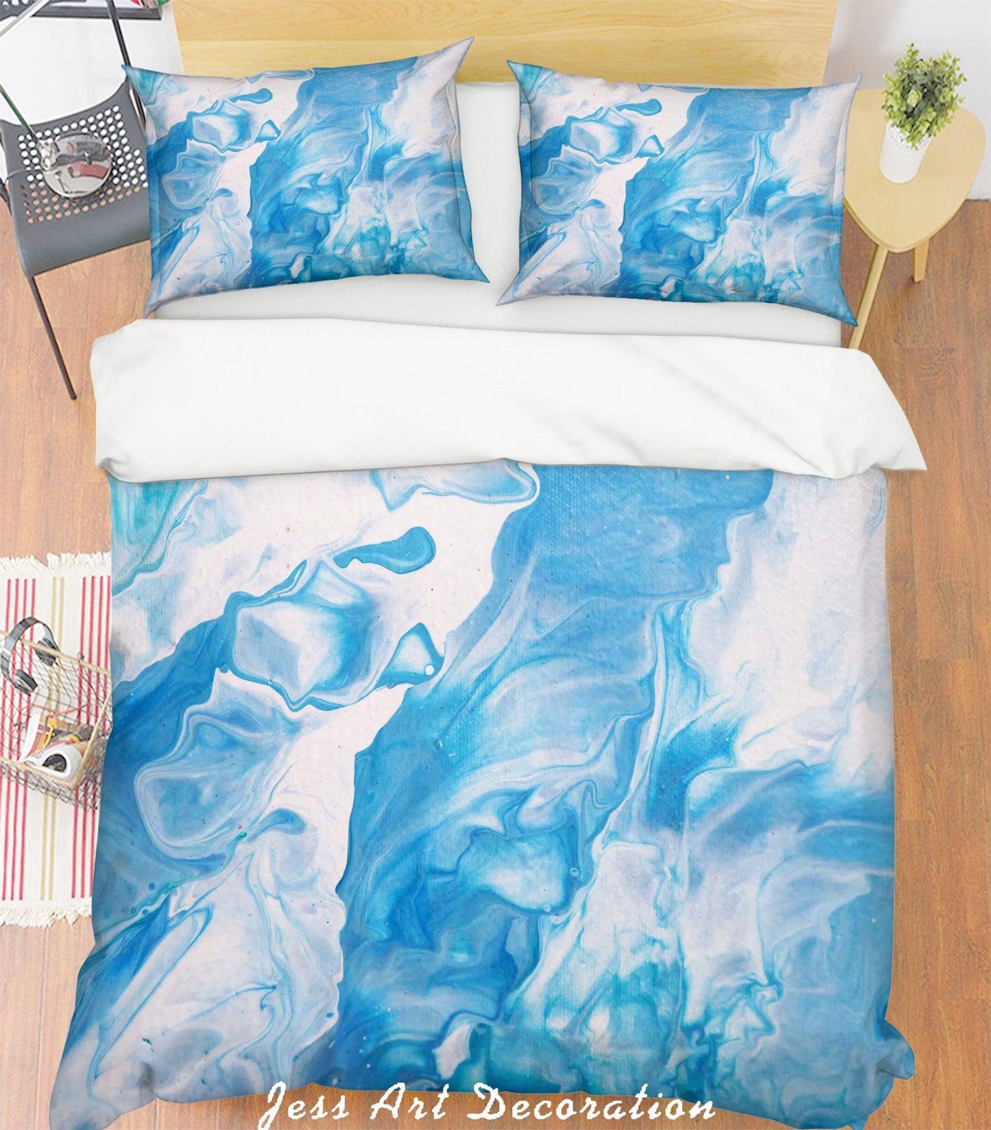3D Abstract Blue Splash Ink Quilt Cover Set Bedding Set Pillowcases 10