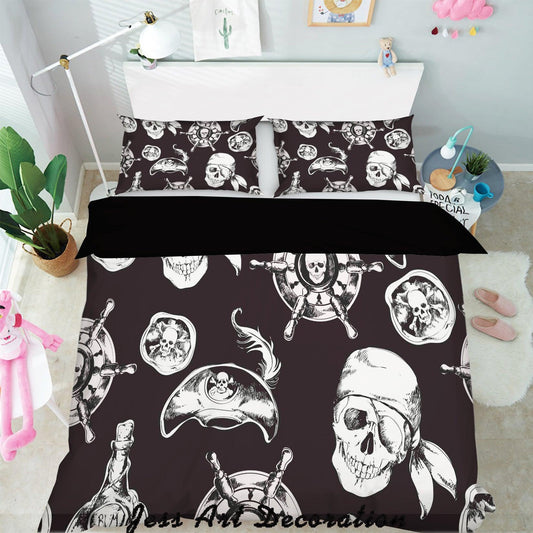 3D Black White Pirate Quilt Cover Set Bedding Set Pillowcases 353