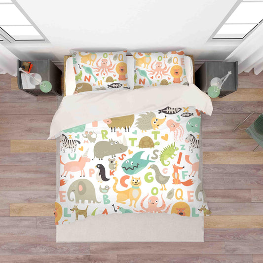 3D Cartoon Colorful Elephant Octopus Animal Quilt Cover Set Bedding Set Duvet Cover Pillowcases LXL