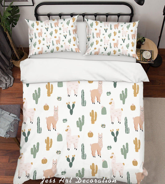 3D Cartoon Alpaca Cactus Quilt Cover Set Bedding Set Pillowcases 141