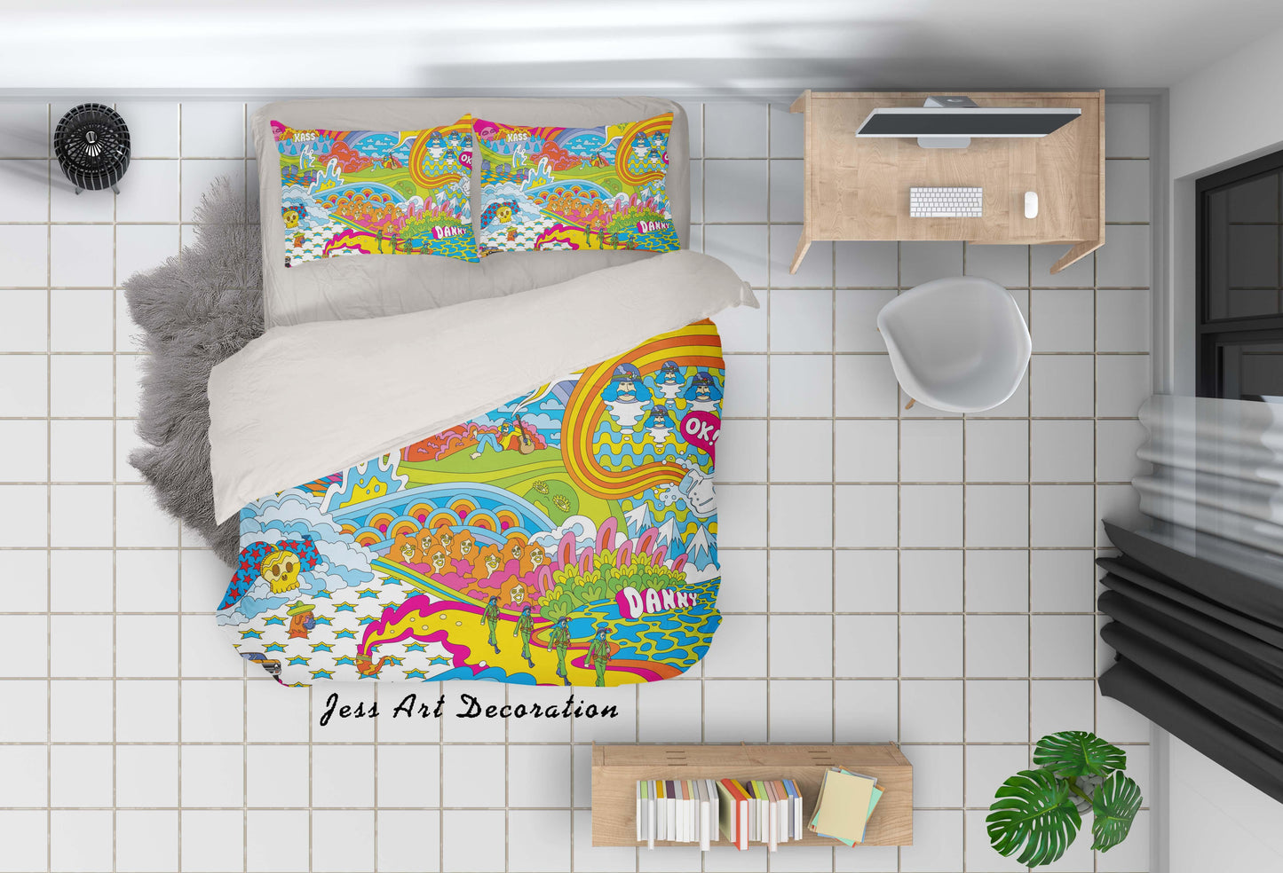 3D Cartoon Graffiti Quilt Cover Set Bedding Set Pillowcases 98