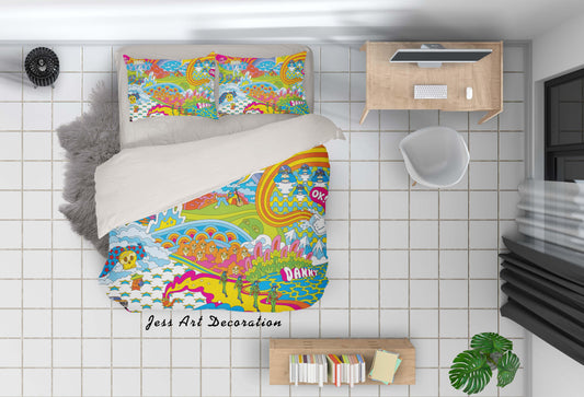 3D Cartoon Graffiti Quilt Cover Set Bedding Set Pillowcases 98