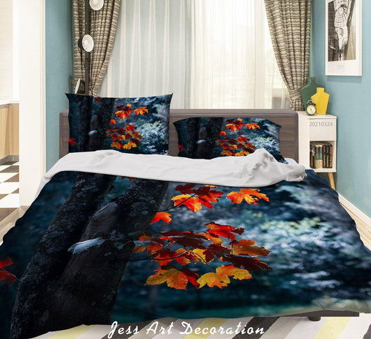 3D Autumn Forest Maple Leaf Quilt Cover Set Bedding Set Duvet Cover Pillowcases 178 LQH