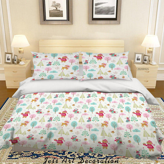 3D Cartoon Animal Bear Fox Tree Pattern Quilt Cover Set Bedding Set Duvet Cover Pillowcases WJ 6444