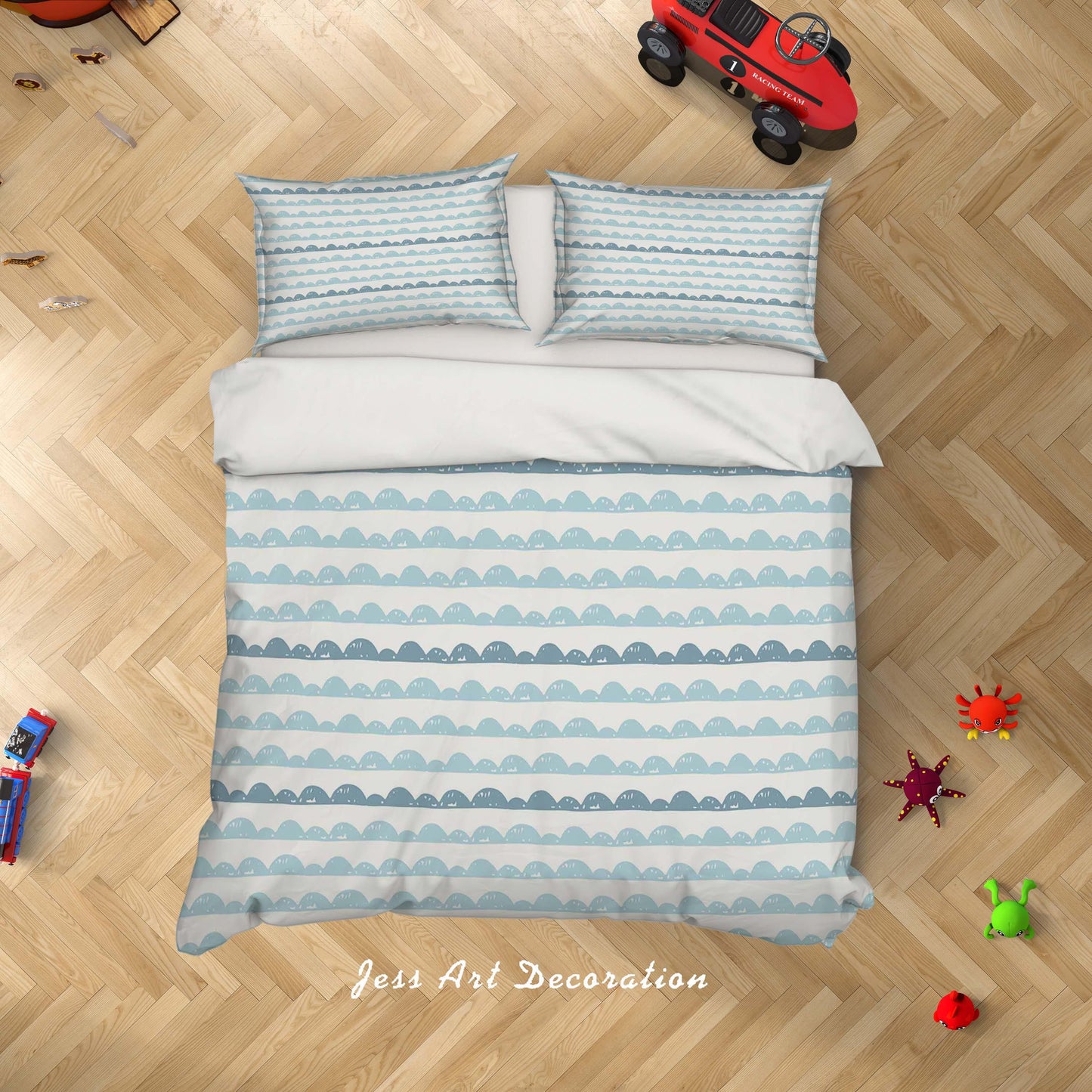 3D Blue Wave Pattern Quilt Cover Set Bedding Set Duvet Cover Pillowcases SF63