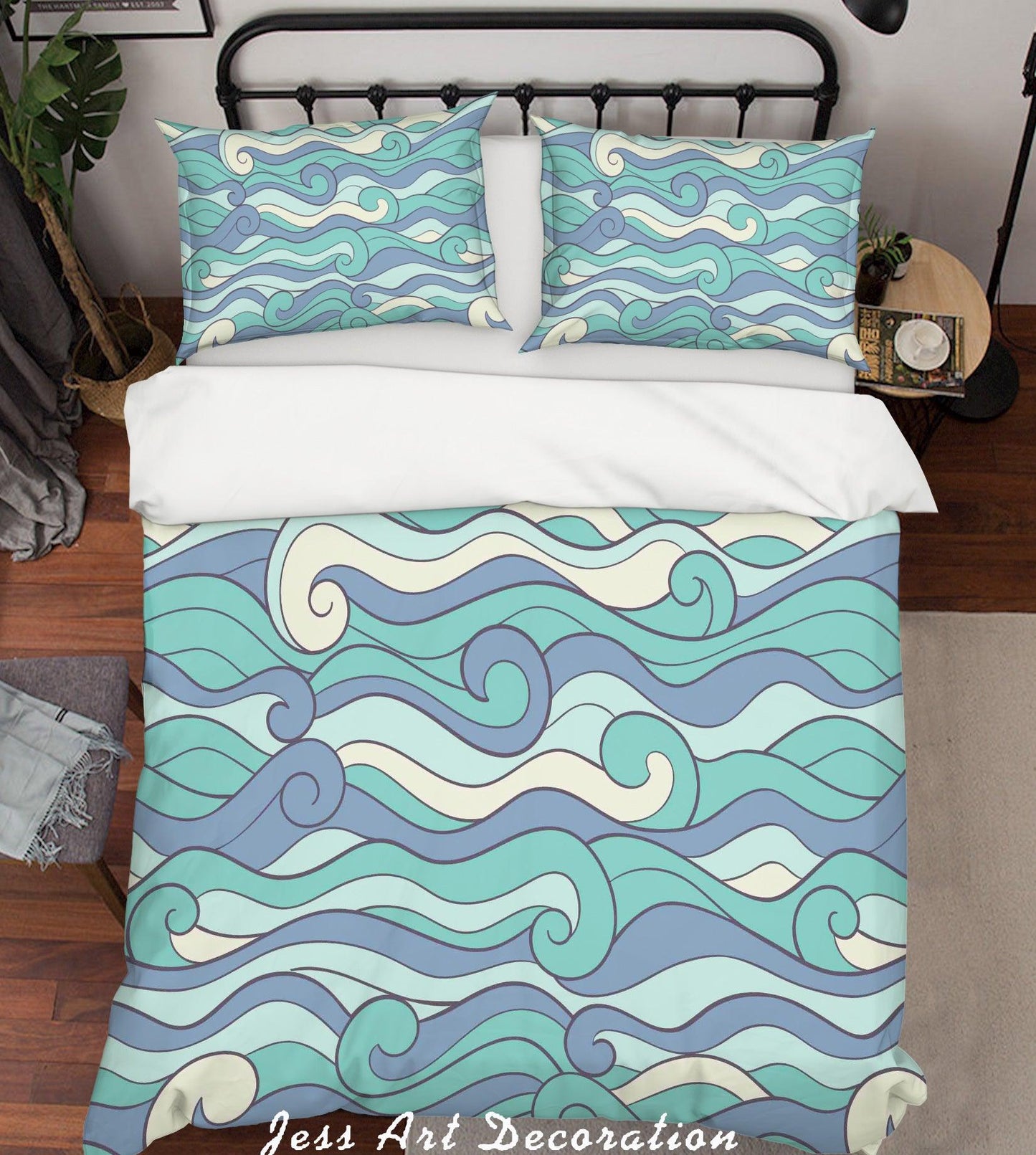 3D Abstract Sea Waves Quilt Cover Set Bedding Set Pillowcases  16