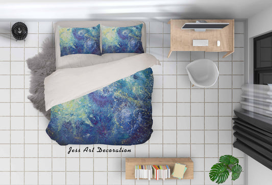 3D Abstract Blue Oil Painting Quilt Cover Set Bedding Set Pillowcasesn 44