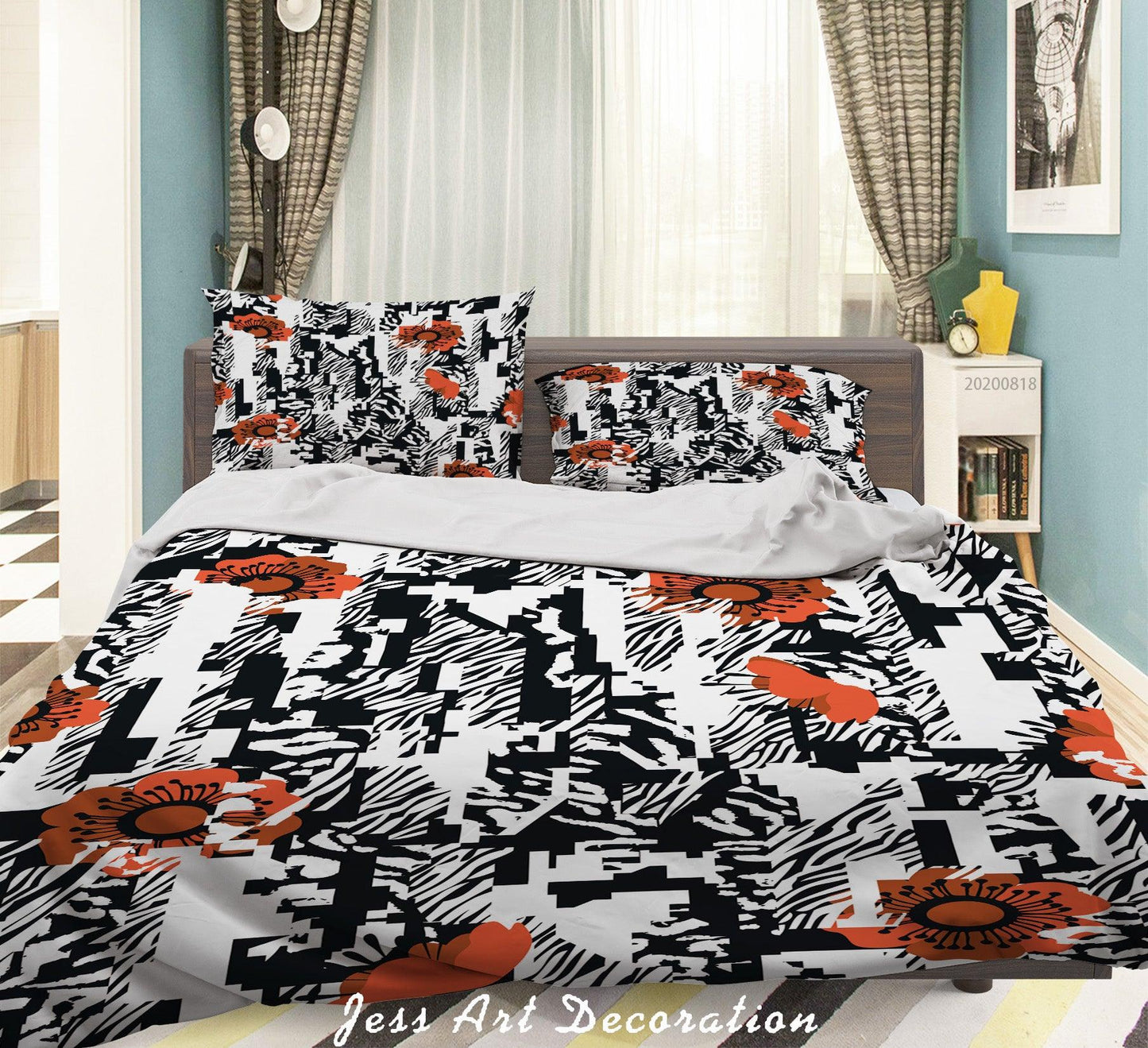 3D Abstract Red Black Painting Quilt Cover Set Bedding Set Duvet Cover Pillowcases LXL