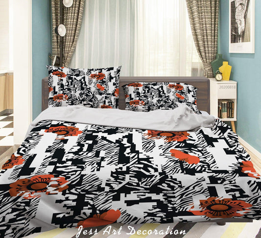 3D Abstract Red Black Painting Quilt Cover Set Bedding Set Duvet Cover Pillowcases LXL