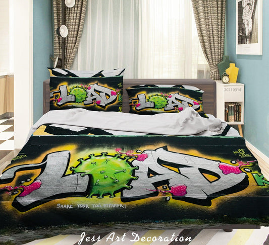 3D Abstract Colored Street Graffiti Quilt Cover Set Bedding Set Duvet Cover Pillowcases 175