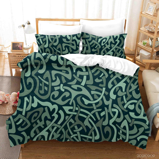 3D Abstract Green Geometry Quilt Cover Set Bedding Set Duvet Cover Pillowcases 293