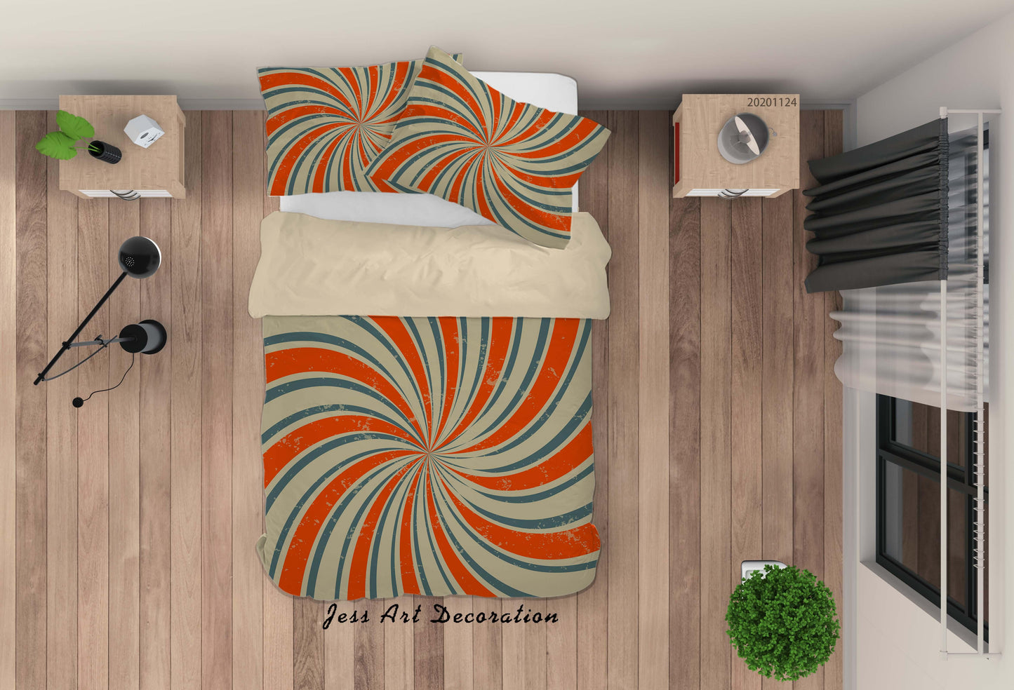 3D Abstract Grunge Retro Spiral Background Quilt Cover Set Bedding Set Duvet Cover Pillowcases LXL