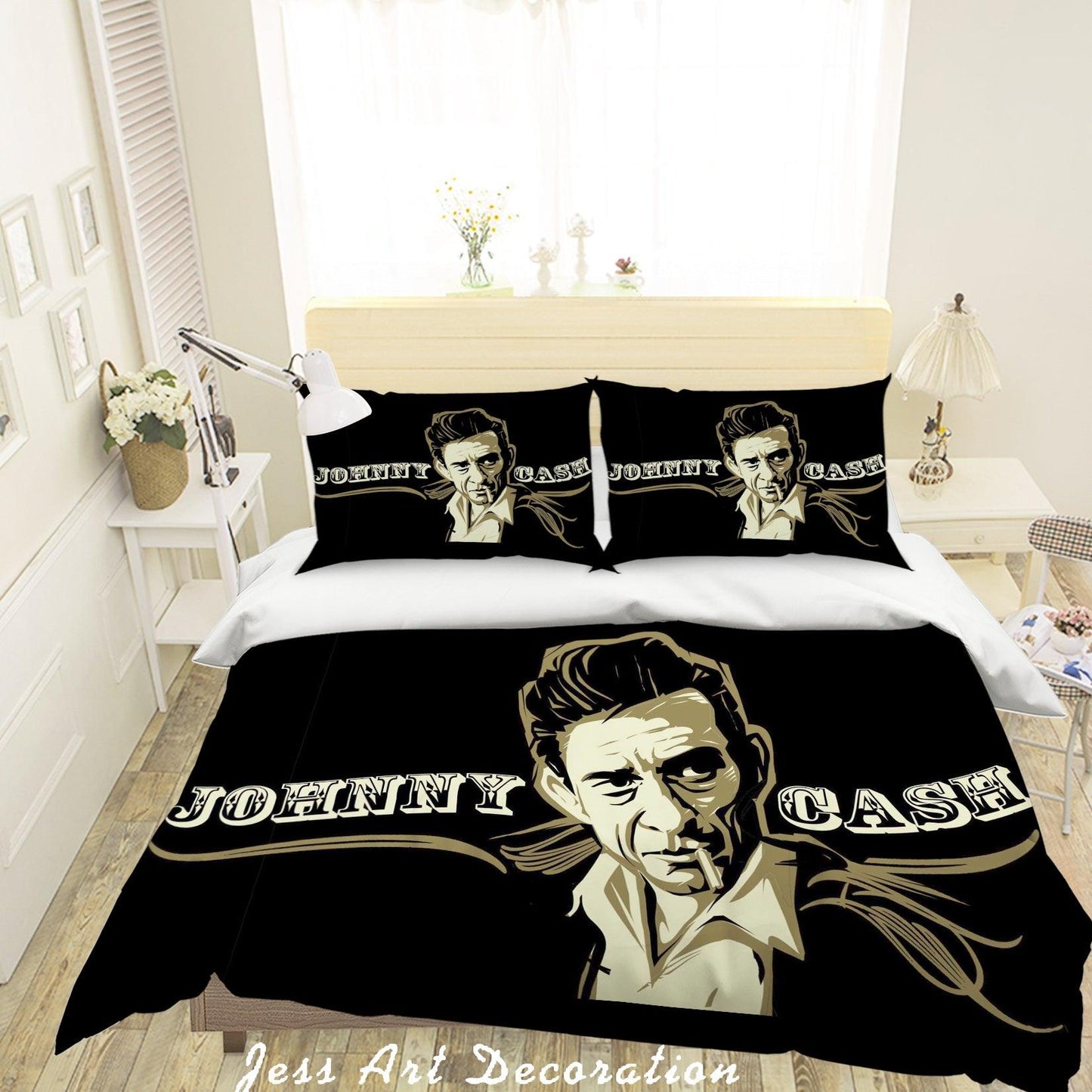 3D Band Star Johnny Cash Quilt Cover Set Bedding Set Pillowcases 77