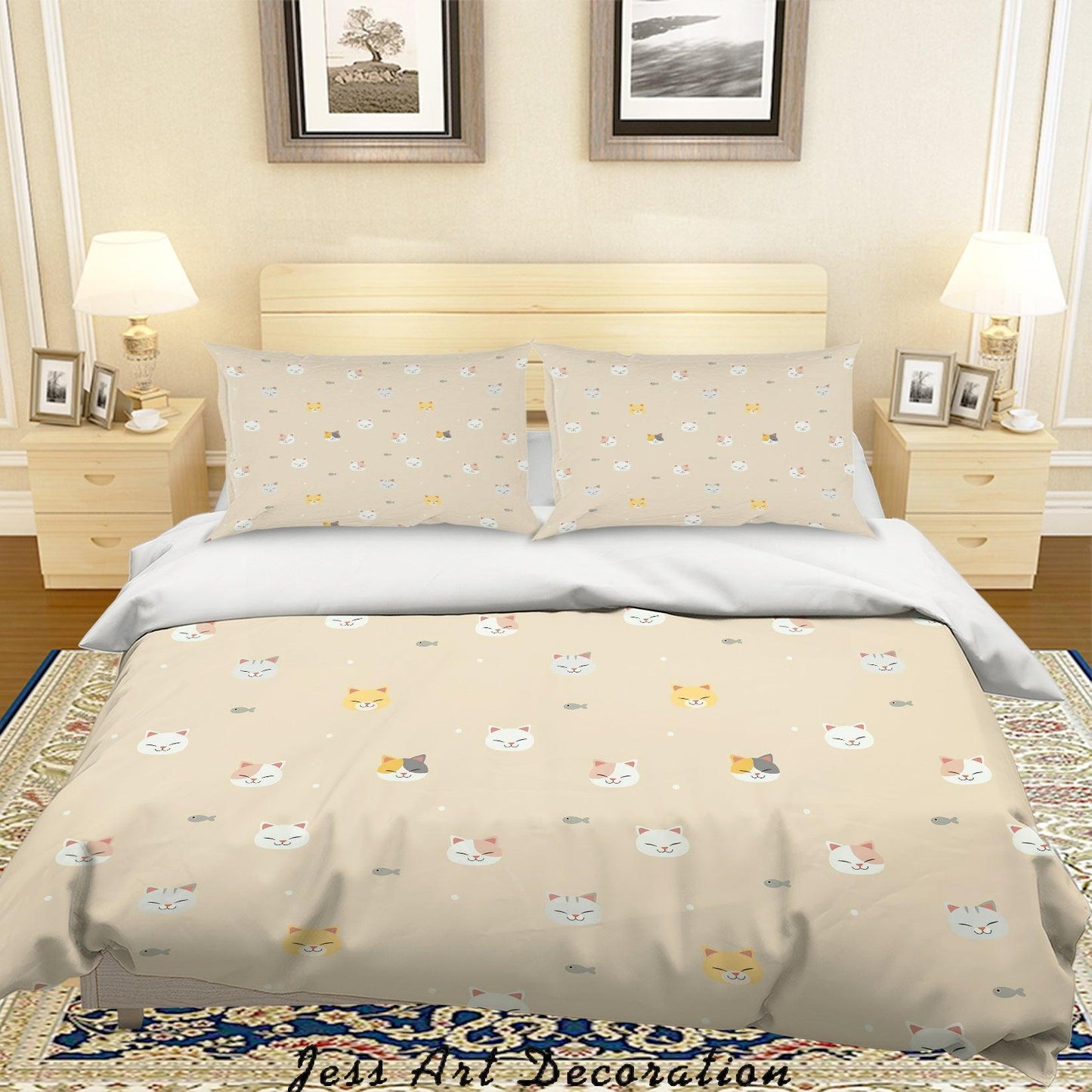 3D Cartoon Cats Fish Quilt Cover Set Bedding Set Pillowcases 106