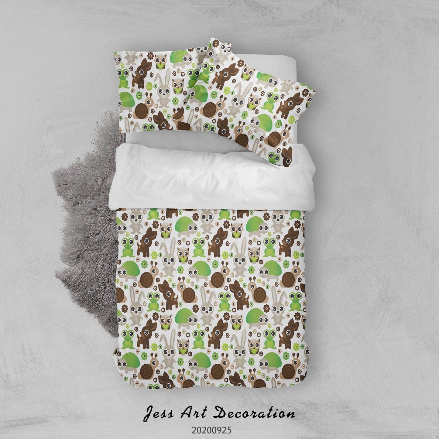 3D Cartoon Animal Deer Turtle Pattern Quilt Cover Set Bedding Set Duvet Cover Pillowcases WJ 6469
