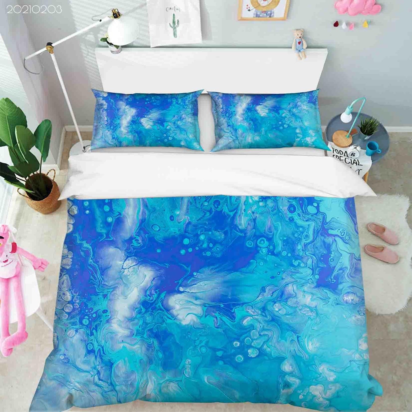 3D Abstract Blue Marble Texture Quilt Cover Set Bedding Set Duvet Cover Pillowcases 44