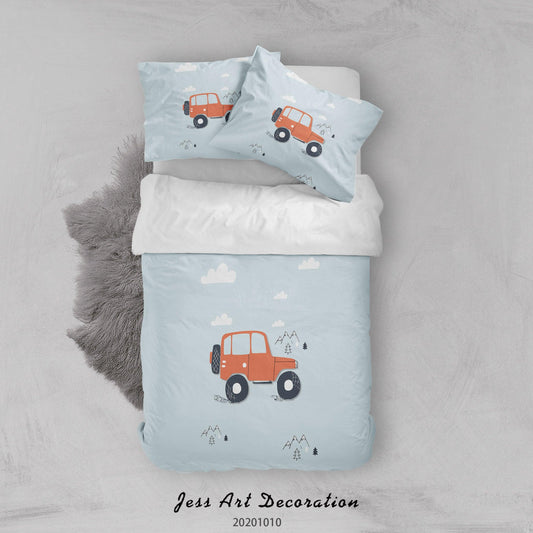 3D Cartoon Cute Animal Jeep Mountain Quilt Cover Set Bedding Set Duvet Cover Pillowcases WJ 9558