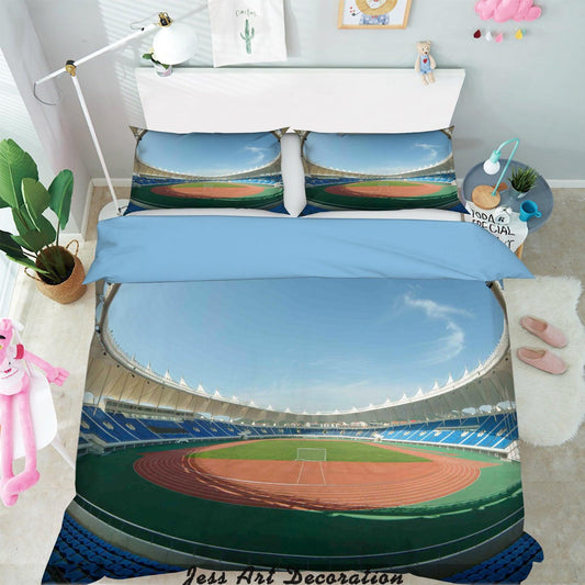 3D Blue Sky Green Football Field  Quilt Cover Set Bedding Set Pillowcases  99