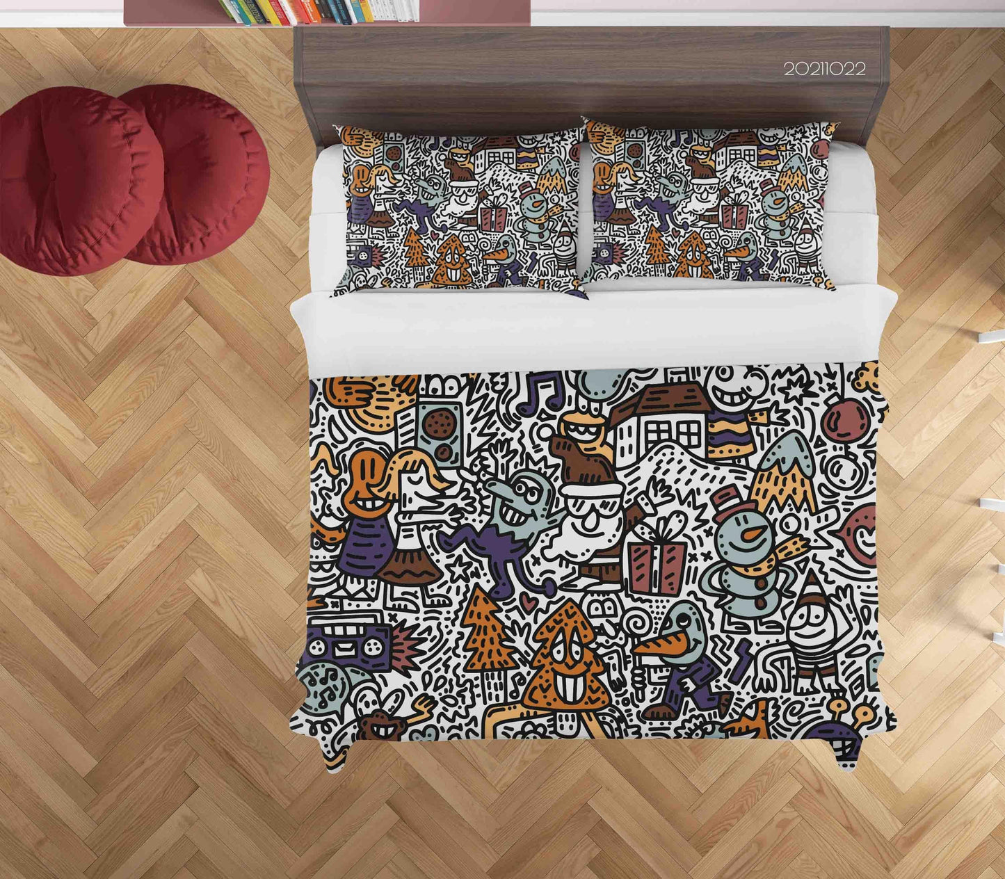 3D Cartoon Illustration Art Doodle Quilt Cover Set Bedding Set Duvet Cover Pillowcases 82