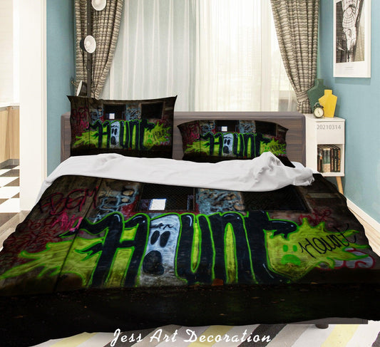 3D Abstract Colored Street Graffiti Quilt Cover Set Bedding Set Duvet Cover Pillowcases 185