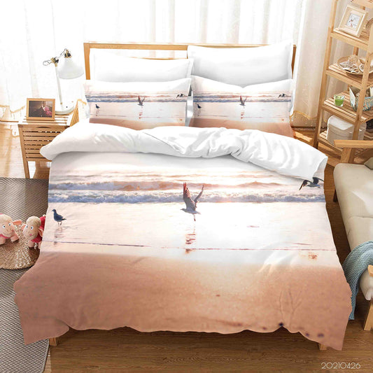 3D Beach Seagull Landscape Quilt Cover Set Bedding Set Duvet Cover Pillowcases 281